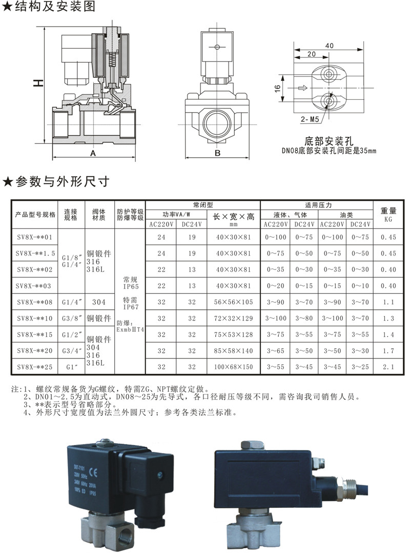 SV8X直動（dòng）活塞式高壓電磁閥